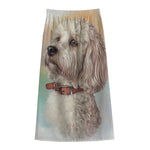 Poodle Portrait Print Cotton Front Slit Maxi Skirt