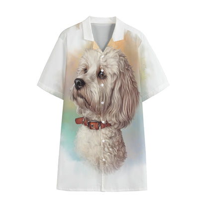 Poodle Portrait Print Cotton Hawaiian Shirt
