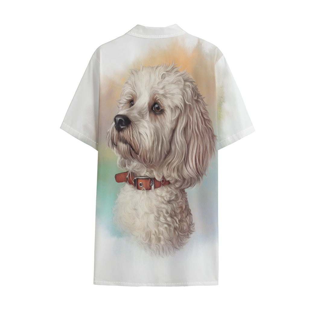 Poodle Portrait Print Cotton Hawaiian Shirt