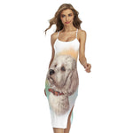Poodle Portrait Print Cross Back Cami Dress