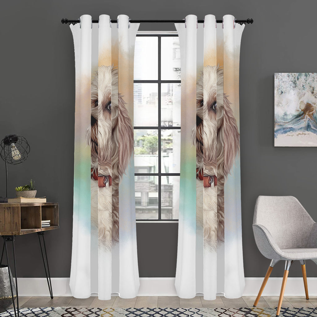 Poodle Portrait Print Curtain