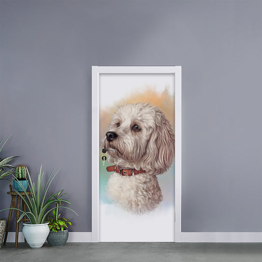 Poodle Portrait Print Door Sticker