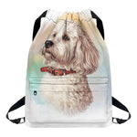 Poodle Portrait Print Drawstring Backpack