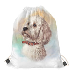 Poodle Portrait Print Drawstring Bag