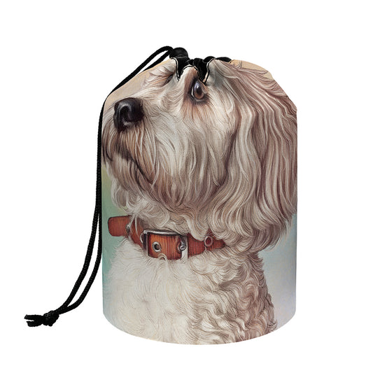 Poodle Portrait Print Drawstring Makeup Bag