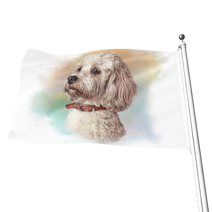 Poodle Portrait Print Flag