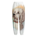 Poodle Portrait Print Fleece Lined Knit Pants