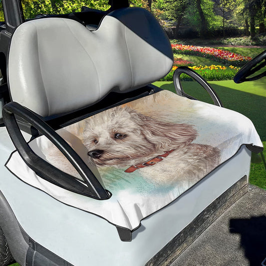 Poodle Portrait Print Golf Cart Seat Cover
