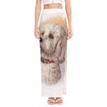 Poodle Portrait Print High Slit Maxi Skirt