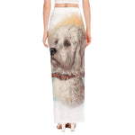 Poodle Portrait Print High Slit Maxi Skirt