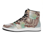 Poodle Portrait Print High Top Leather Sneakers