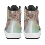Poodle Portrait Print High Top Leather Sneakers
