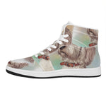 Poodle Portrait Print High Top Leather Sneakers