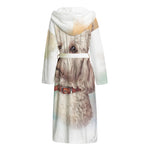 Poodle Portrait Print Hooded Bathrobe