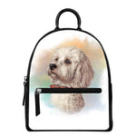 Poodle Portrait Print Leather Backpack