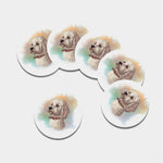 Poodle Portrait Print Leather Coaster Set