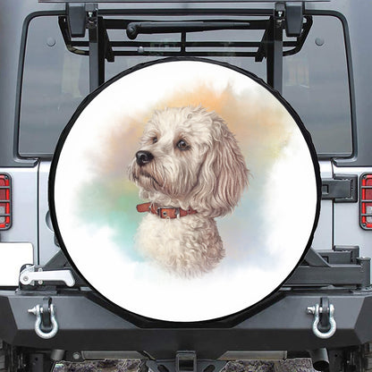 Poodle Portrait Print Leather Spare Tire Cover
