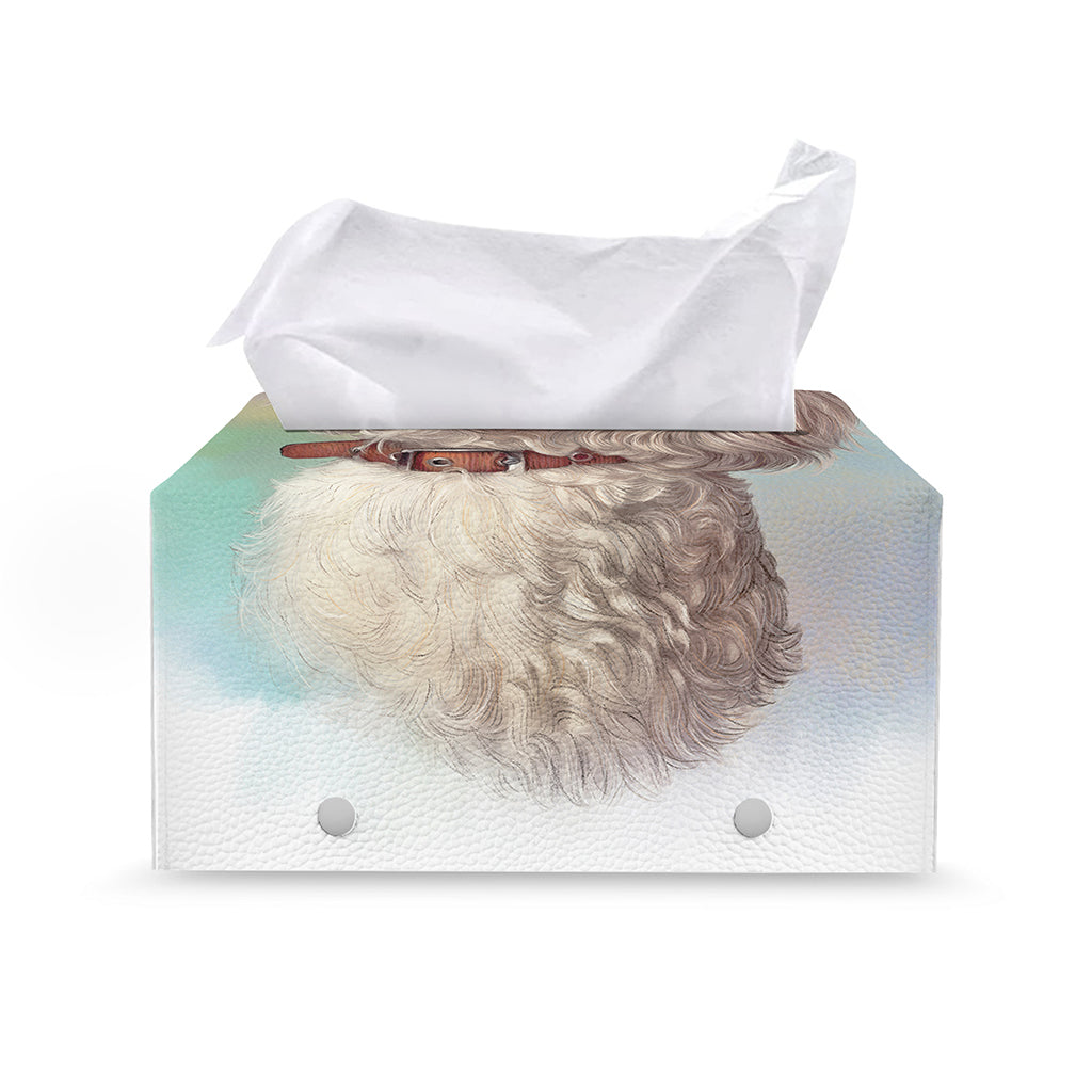 Poodle Portrait Print Leather Tissue Box Cover