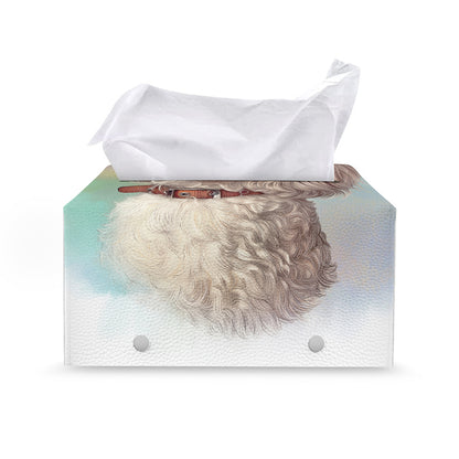 Poodle Portrait Print Leather Tissue Box Cover