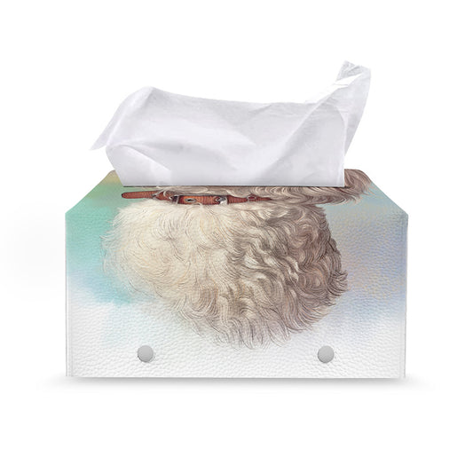 Poodle Portrait Print Leather Tissue Box Cover