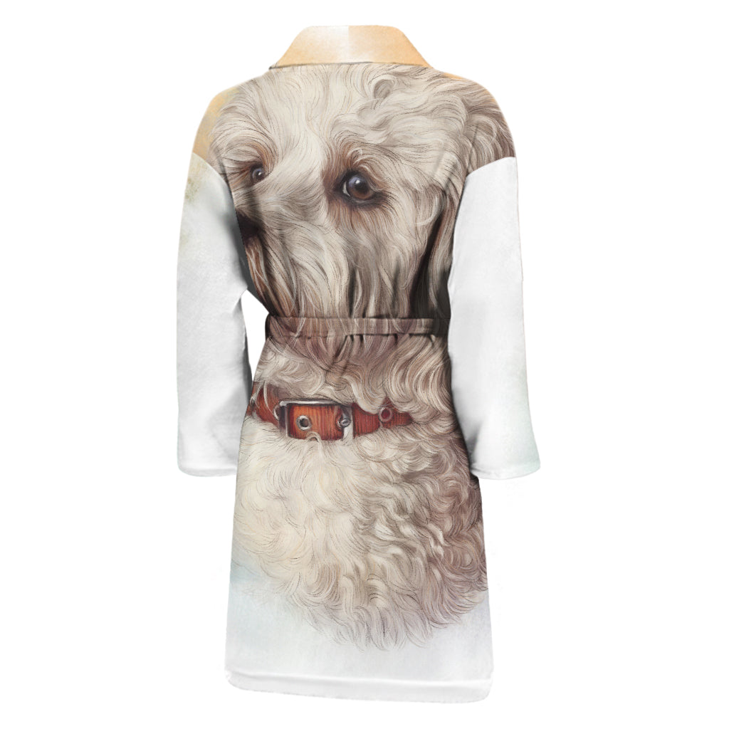 Poodle Portrait Print Men's Bathrobe