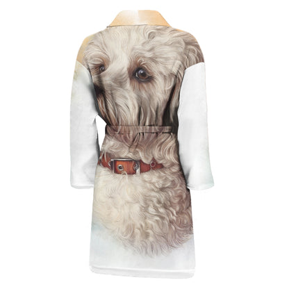 Poodle Portrait Print Men's Bathrobe