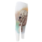 Poodle Portrait Print Men's Compression Pants