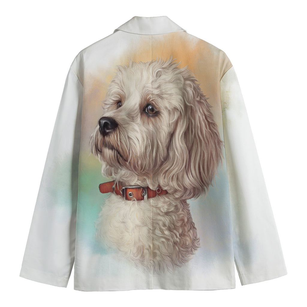 Poodle Portrait Print Men's Cotton Blazer