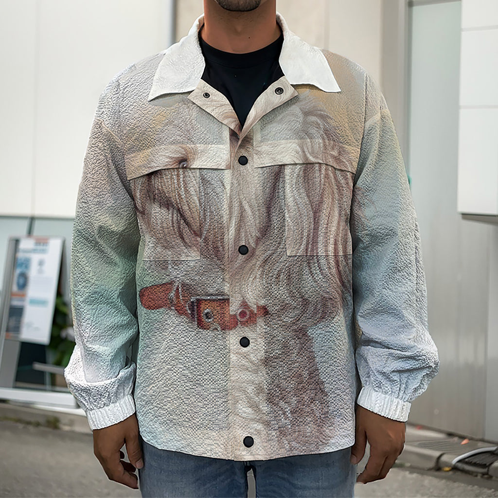 Poodle Portrait Print Men's Shirt Jacket