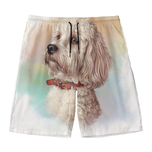Poodle Portrait Print Men's Swim Trunks