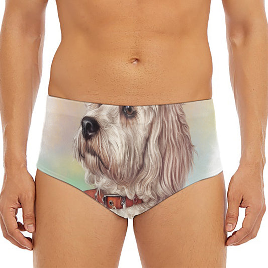 Poodle Portrait Print Men's Triangle Swim Briefs