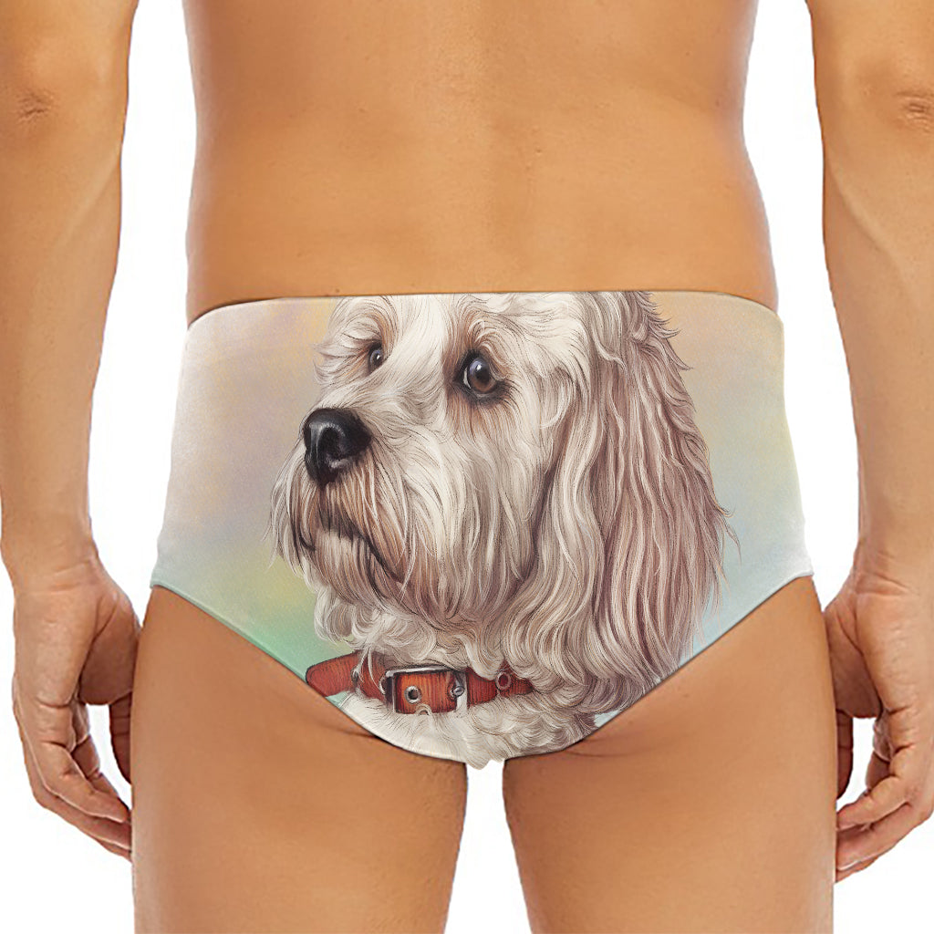 Poodle Portrait Print Men's Triangle Swim Briefs