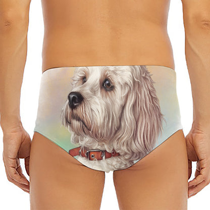 Poodle Portrait Print Men's Triangle Swim Briefs