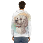 Poodle Portrait Print Men's Velvet Pullover Hoodie