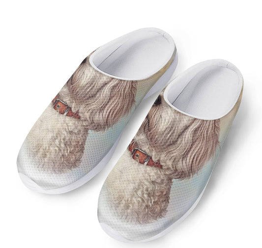 Poodle Portrait Print Mesh Casual Shoes