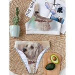 Poodle Portrait Print One Shoulder Bikini Top