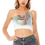 Poodle Portrait Print One Shoulder Crop Top