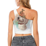Poodle Portrait Print One Shoulder Crop Top