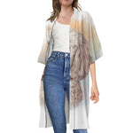 Poodle Portrait Print Open Front Beach Cover Up