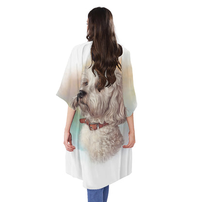 Poodle Portrait Print Open Front Beach Cover Up