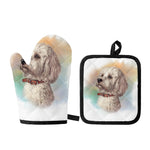 Poodle Portrait Print Oven Mitt And Pot Holder Set