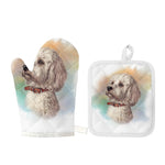 Poodle Portrait Print Oven Mitt And Pot Holder Set