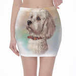 Poodle Portrait Print Pencil Mini Skirt
