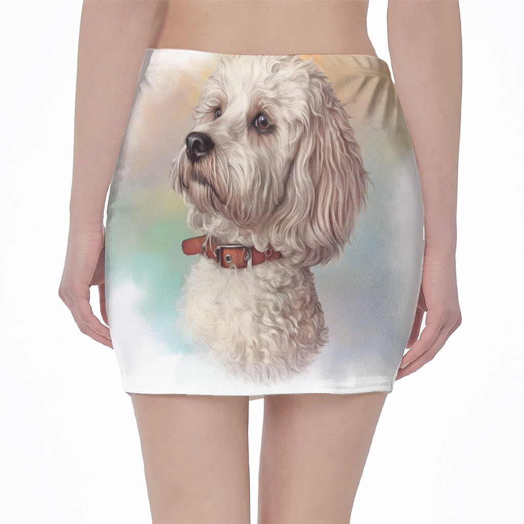 Poodle Portrait Print Pencil Mini Skirt