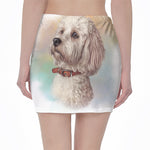 Poodle Portrait Print Pencil Mini Skirt
