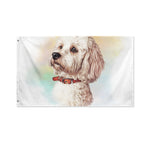 Poodle Portrait Print Polyester Flag