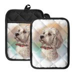 Poodle Portrait Print Pot Holders With Pocket