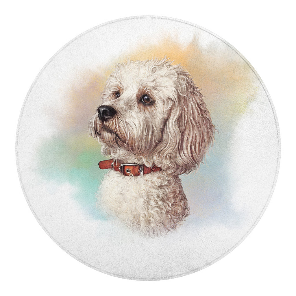 Poodle Portrait Print Round Blanket