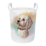 Poodle Portrait Print Round Laundry Basket