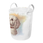 Poodle Portrait Print Round Laundry Basket